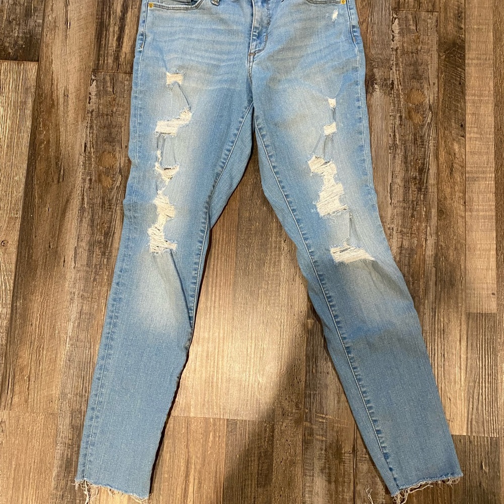 Women's Light Blue Distressed Jeans
